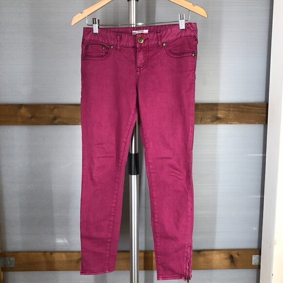 FREE PEOPLE Raspberry (Pink / Purple) Ankle‎ Zip Skinny Jeans Sz 26 - Picture 2 of 10